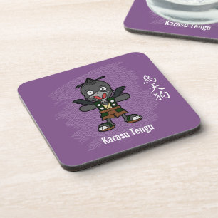 Cute Crow Tengu Yokai- Japanese Folklore Coaster