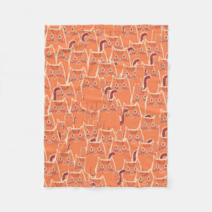 Cute Crowd of Orange Cats Fleece Blanket