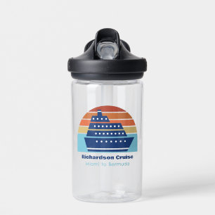 Cute Cruise Ship Family Trip Sunset Personalised Water Bottle