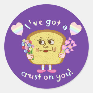 Cute Crust on You Valentine's Day Pun Classic Round Sticker