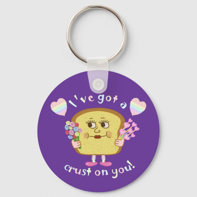 Cute Crust on You Valentine's Day Pun Key Ring (Front)