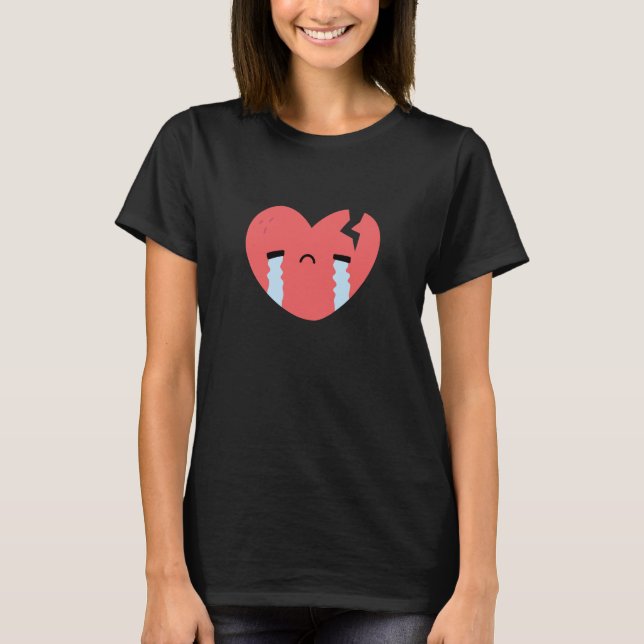 Cute Crying Broken Heart Face Emoji T-Shirt (Front)
