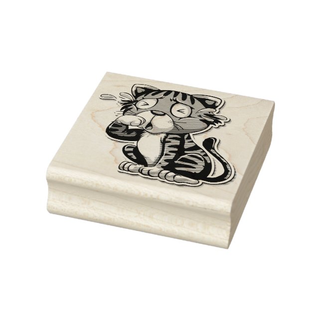 Cute Crying Cat Rubber Stamp (Stamp)