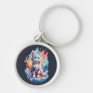 Cute Crystal Fantasy Cat Design Key Ring