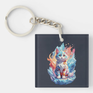 Cute Crystal Fantasy Cat Design Key Ring