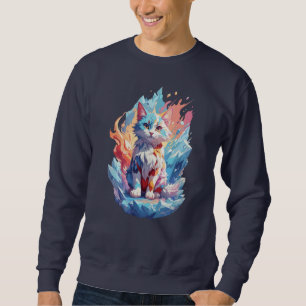 Cute Crystal Fantasy Cat Design Sweatshirt