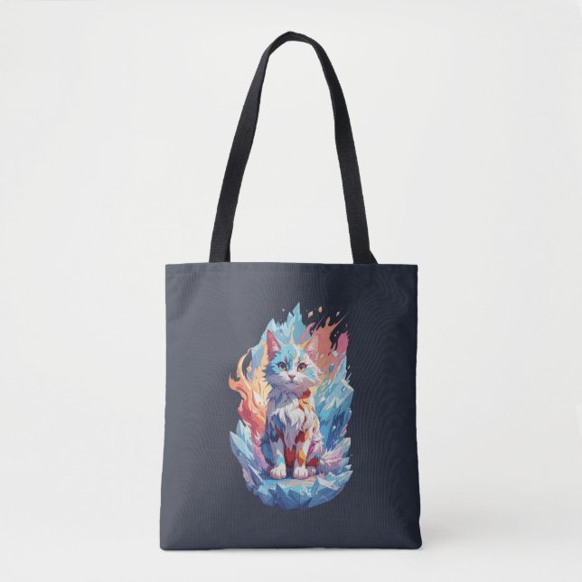 Cute Crystal Fantasy Cat Design Tote Bag (Front)