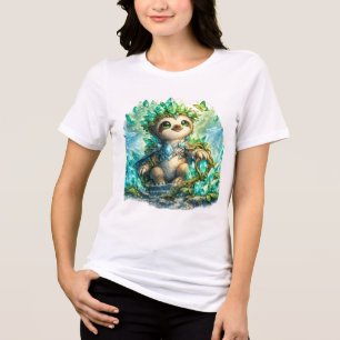 Cute Crystal Sloth Women's T-Shirt   Kawaii Fantas Tri-Blend Shirt