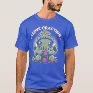 Cute Cthulhu I Love Crafting Kawaii Cosmic Horror T-Shirt