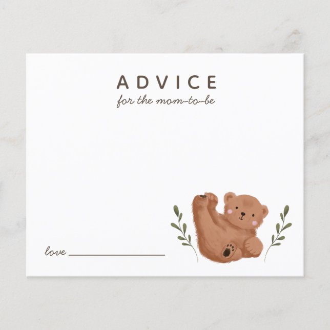 Cute Cub Bear Advice for Mummy Card (Front)