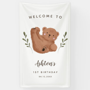 Cute Cub Bear Boy Birthday Party Welcome  Banner