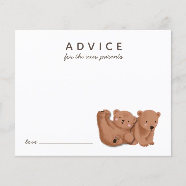 Cute Cub Bear Twins Advice for the New Parents (Front)