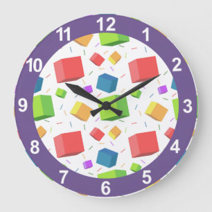 Cute Cubes Large Clock