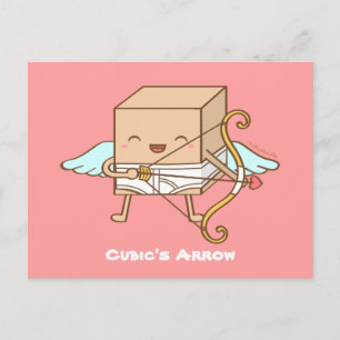 Cute Cubic Cupid Arrow Valentines Day Pun Humour Holiday Postcard