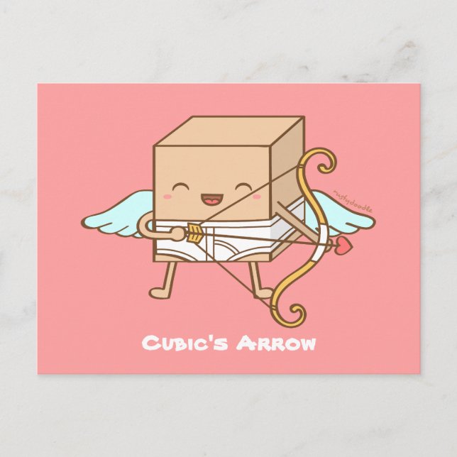 Cute Cubic Cupid Arrow Valentines Day Pun Humour Holiday Postcard (Front)