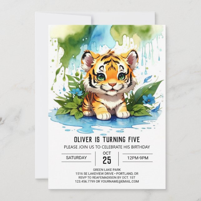 Cute Cub's Jungle Boy Birthday Invitation (Front)