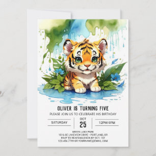 Cute Cub's Jungle Boy Birthday Invitation