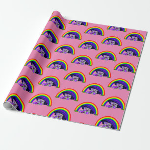 cute cuddling bears under rainbow for girls  wrapping paper
