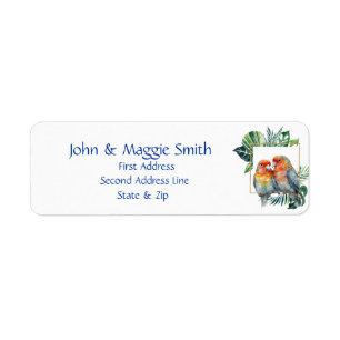 Cute Cuddling Parrot Bird, Nature Address Label