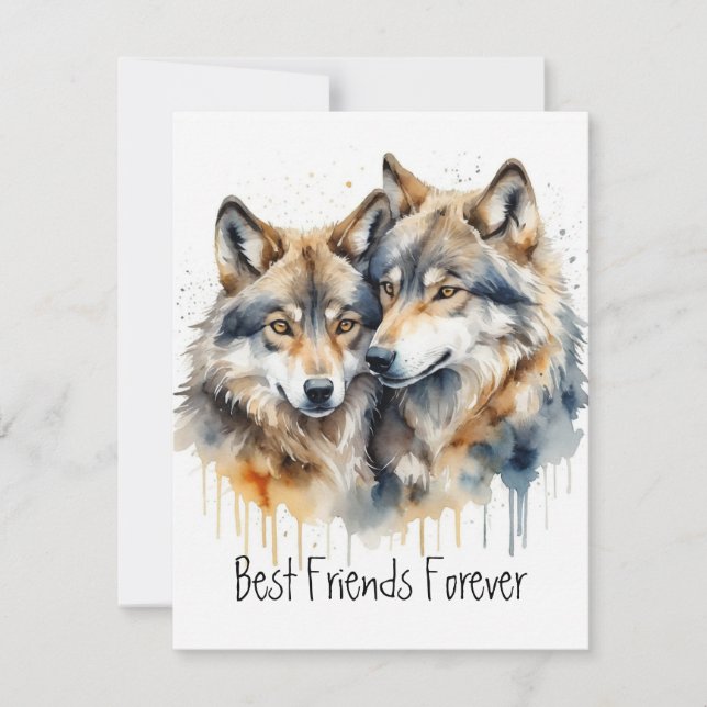 Cute Cuddling Wolves Best Friends Forever, BFF, (Front)