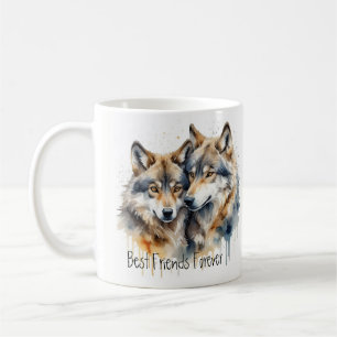 Cute Cuddling Wolves Best Friends Forever, BFF, Coffee Mug