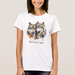 Cute Cuddling Wolves Best Friends Forever, BFF, T-Shirt