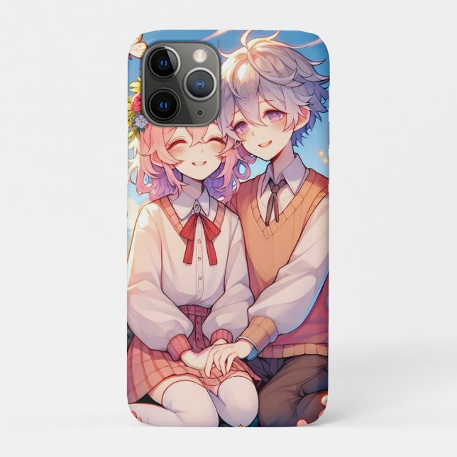 Cute Cuddly Anime Couple Whimsical Romantic Case-Mate iPhone Case (Back)