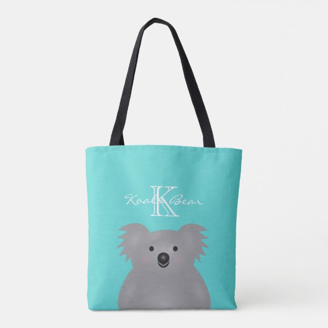 Cute Cuddly Australia Baby Koala Bear Monogram Tote Bag (Back)