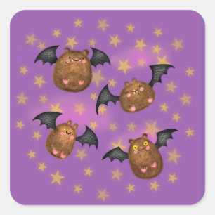 Cute, cuddly bat square stickers