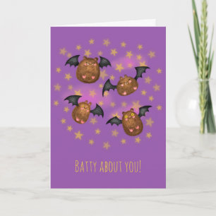 Cute cuddly bats Valentine's card