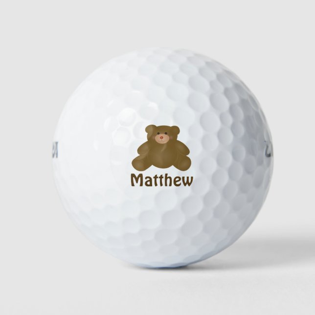 Cute Cuddly Brown Baby Teddy Bear Cub Golf Balls (Front)
