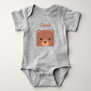 Cute Cuddly Brown Bear Custom Name Bodysuit