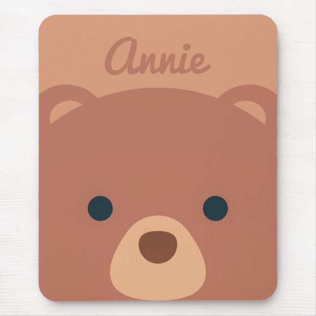 Cute Cuddly Brown Bear Custom Name | Mouse Pad (Front)