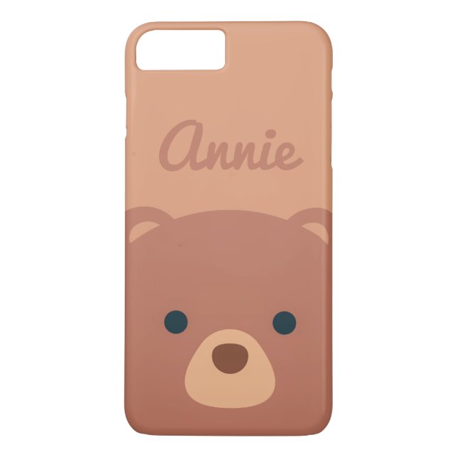 Cute Cuddly Brown Bear Custom Name | Phone Case (Back)