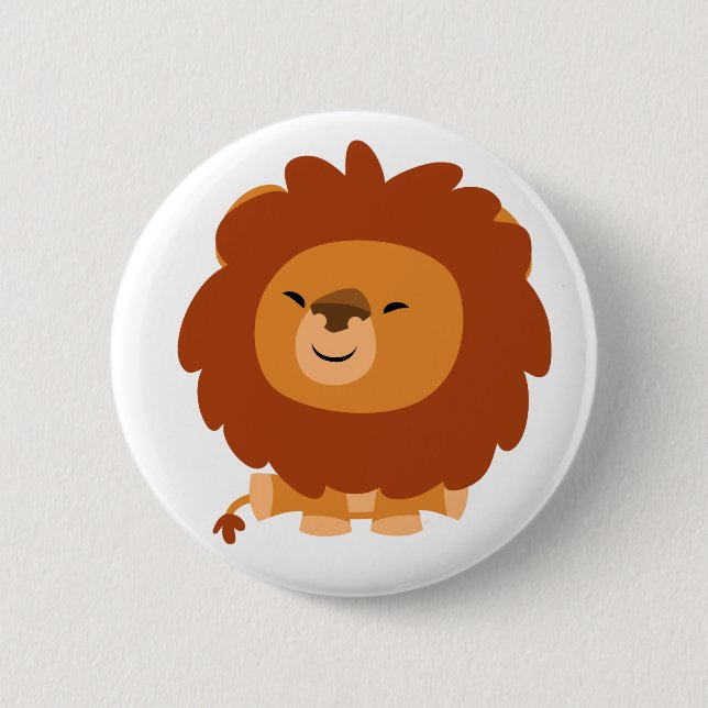 Cute Cuddly Cartoon Lion Button Badge (Front)