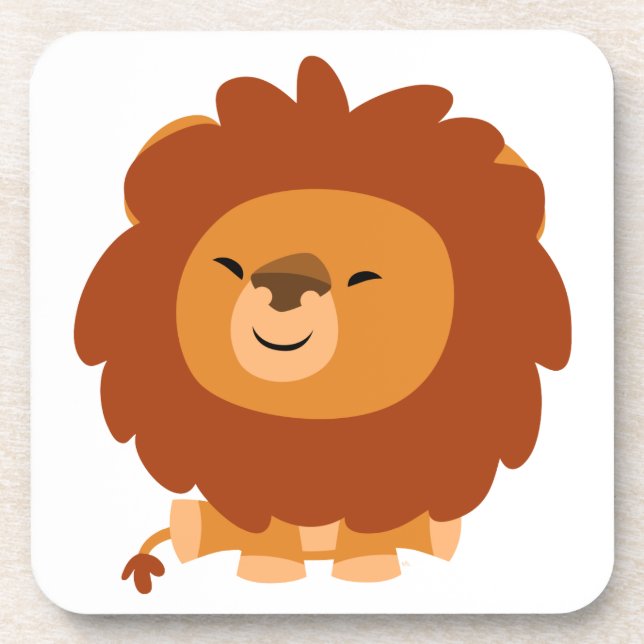 Cute Cuddly Cartoon Lion Coasters Set (Front)