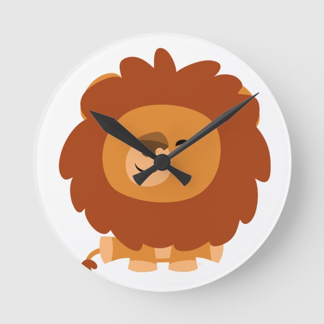 Cute Cuddly Cartoon Lion Wall Clock (Front)