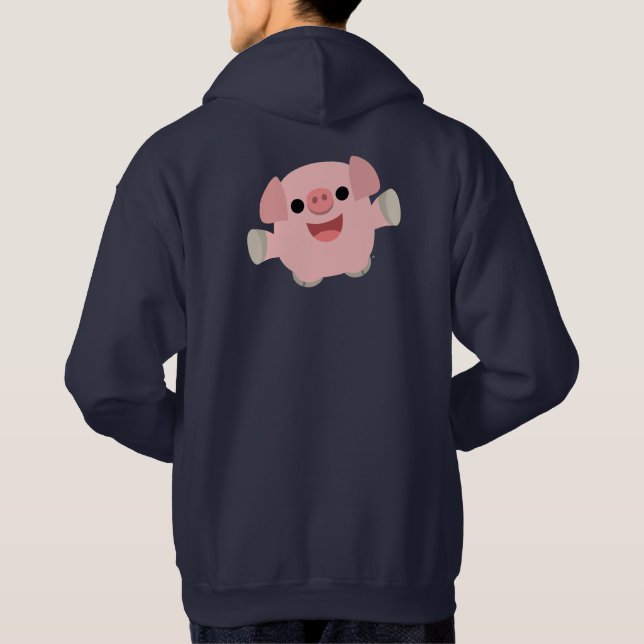 Cute Cuddly Cartoon Pig Hoodie (Back)