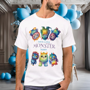 Cute Cuddly Colourful Little Monsters Birthday Dad T-Shirt
