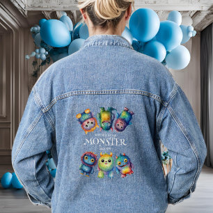 Cute Cuddly Colourful Little Monsters Birthday Mum Denim Jacket