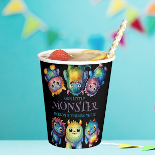 Cute Cuddly Colourful Little Monsters Kids Birthda Paper Cups