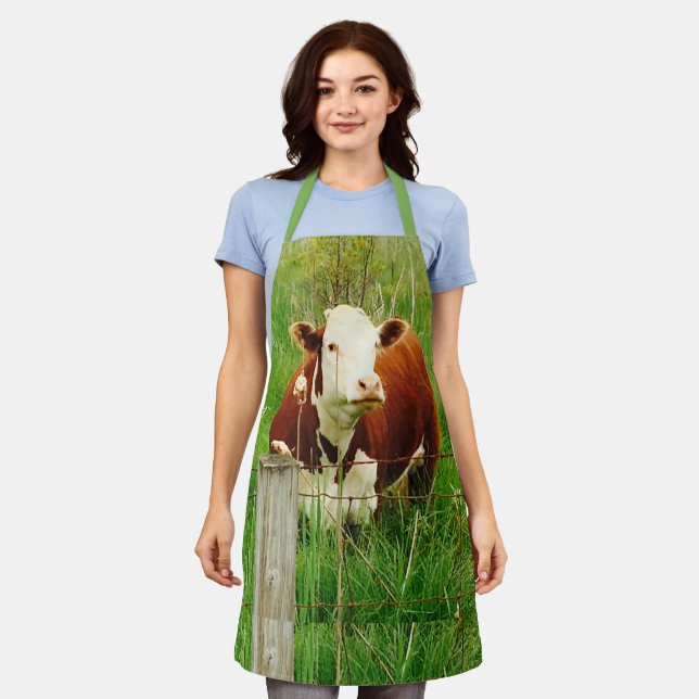Cute Cuddly Cow 4Caryn All-Over Print Apron (Worn)