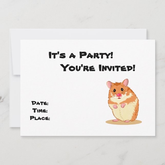 Cute Cuddly Hamster party invitation (Front)