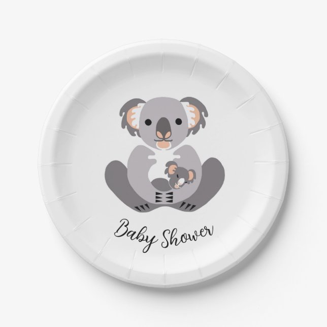 Cute cuddly KOALA - Baby shower  - Party Paper Plate (Front)