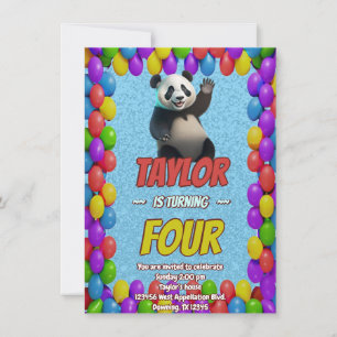 Cute Cuddly Panda Bear Themed Birthday Invite