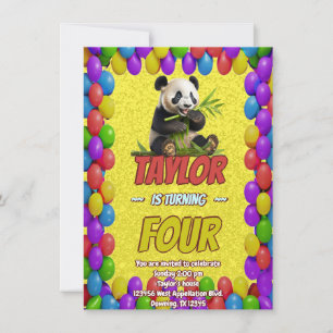 Cute Cuddly Panda Bear Themed Birthday Invite