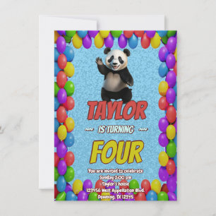 Cute Cuddly Panda Bear Themed Birthday Invite