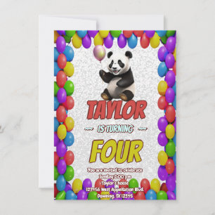 Cute Cuddly Panda Bear Themed Birthday Invite