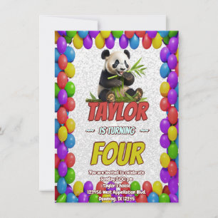 Cute Cuddly Panda Bear Themed Birthday Invite