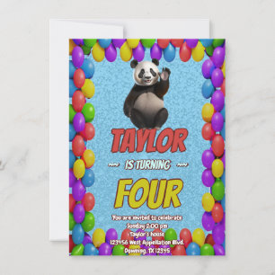 Cute Cuddly Panda Bear Themed Birthday Invite
